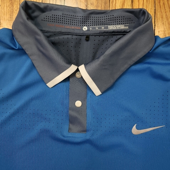 Nike Tiger Woods Mens Golf Polo Shirt Size XL Blue Dri-Fit Perforated - Picture 3 of 8